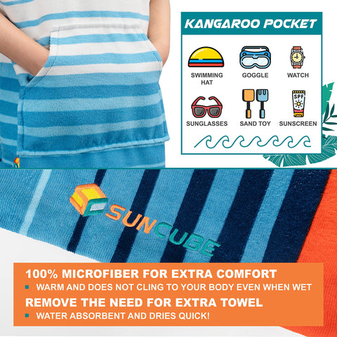 Sun Cube teen hooded towel with large hood keeps head warm and dry