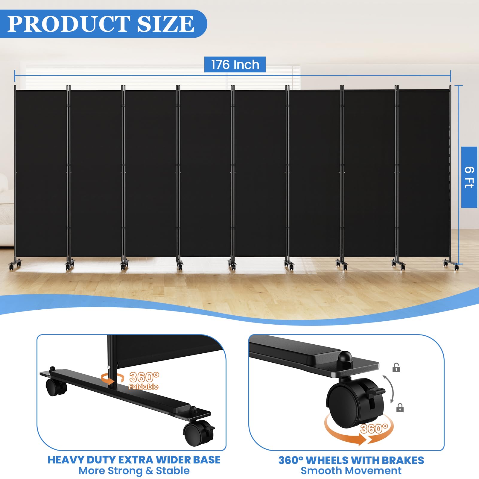 SUNALLY 8-panel room divider demonstrates versatile space division for dorms and studios.