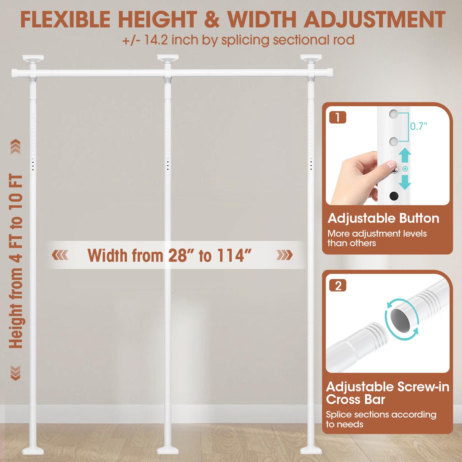 SUNALLY Room Divider adjustable height and width for flexible spaces.