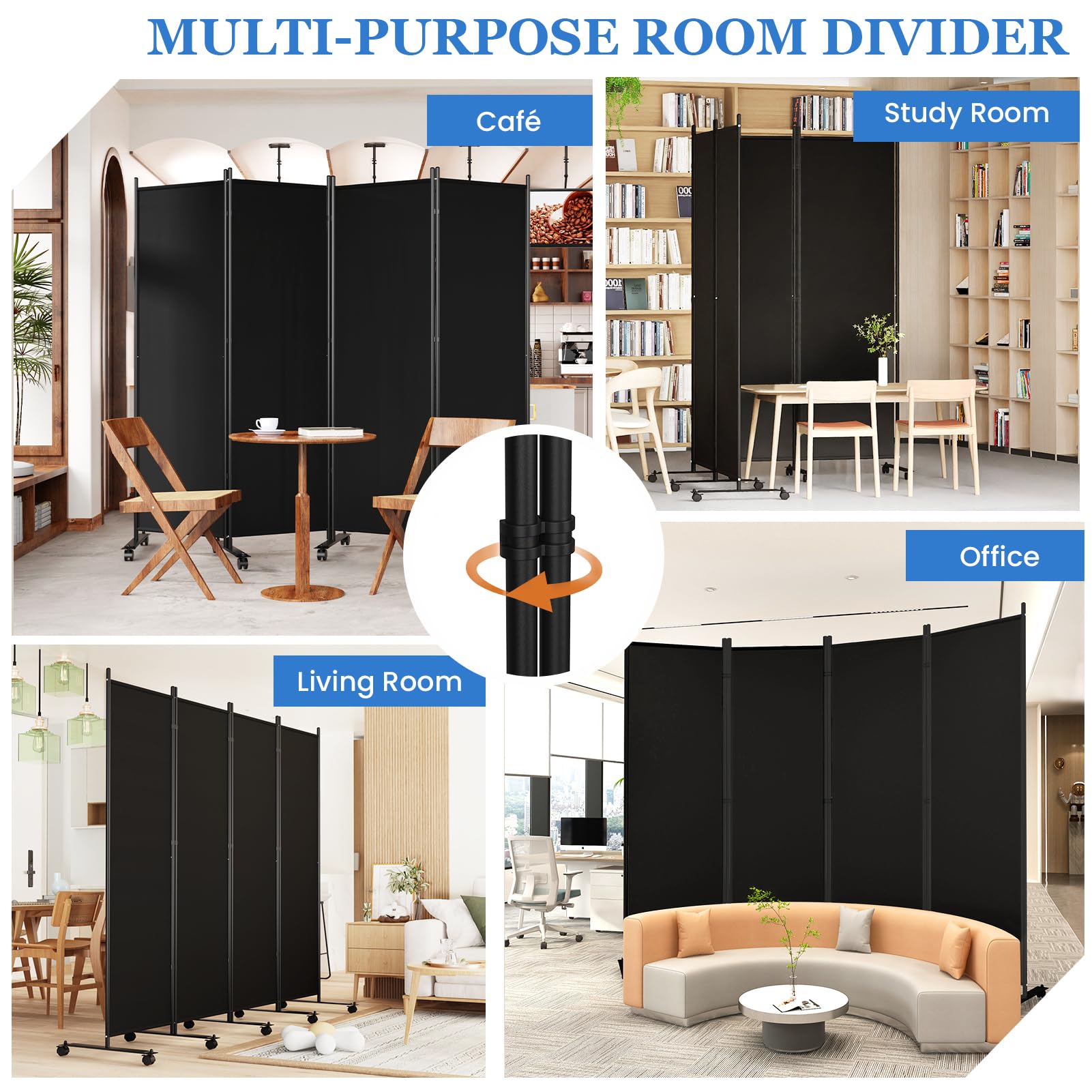 SUNALLY freestanding divider supports varied layouts with its fold-flat storage.