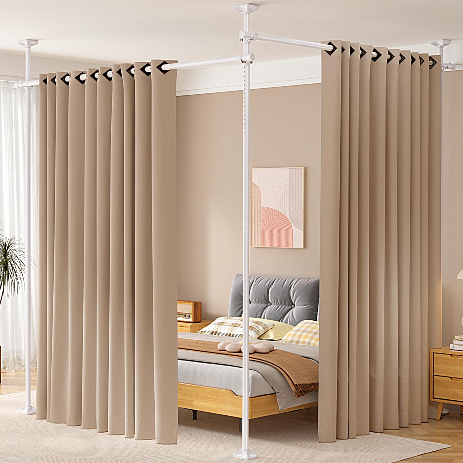 SUNALLY Room Divider no-drill installation for wall-friendly setup.