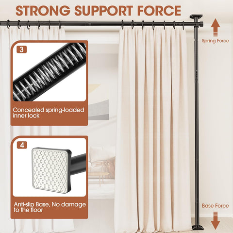 SUNALLY Room Divider Rod adjustable width range from 28 to 171 inches