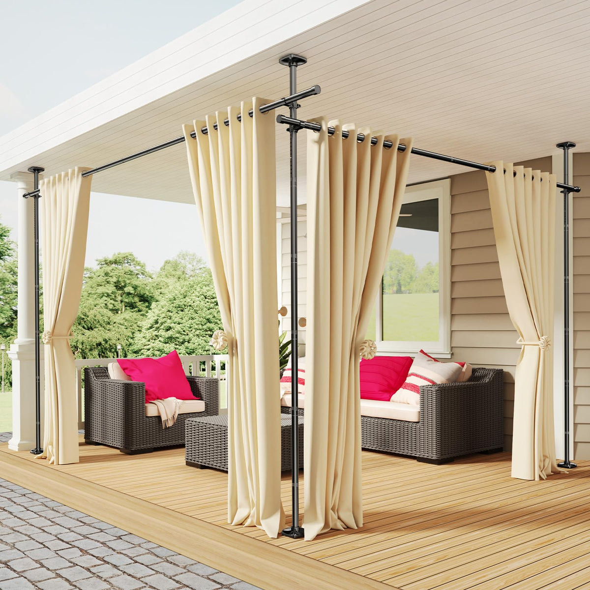 SUNALLY Room Divider Rod shows adjustable height for flexible space division