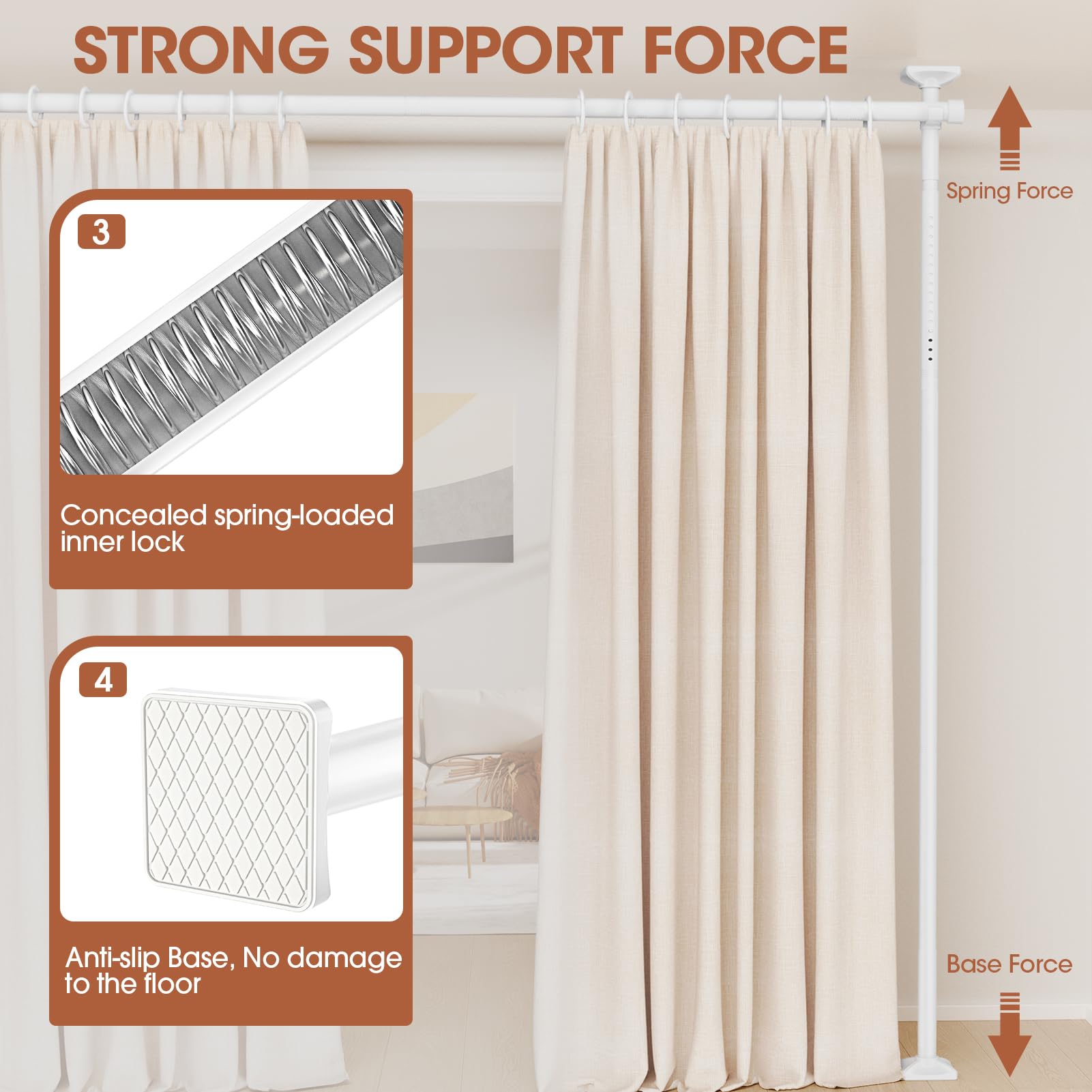 SUNALLY Room Divider stainless steel construction for durability.