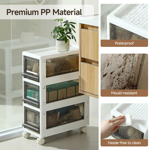 Sunamon white storage cart in a room shows lightweight, compact design.