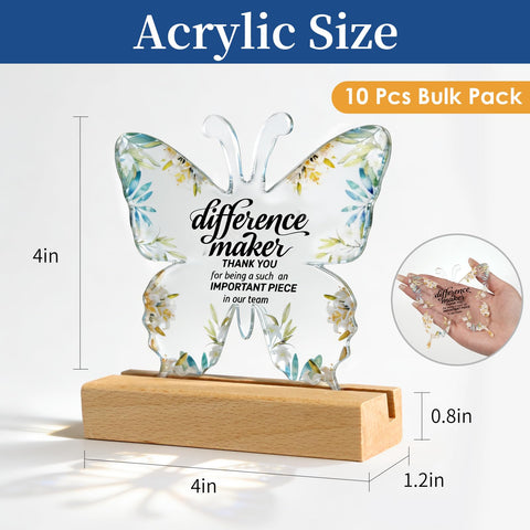 Sunanday butterfly-themed engraved quote plaque celebrates team members' contributions.