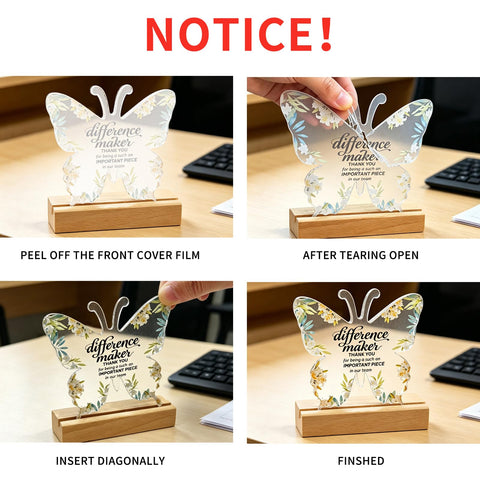 Sunanday clear acrylic plaques with wood stands ideal for desk displays.