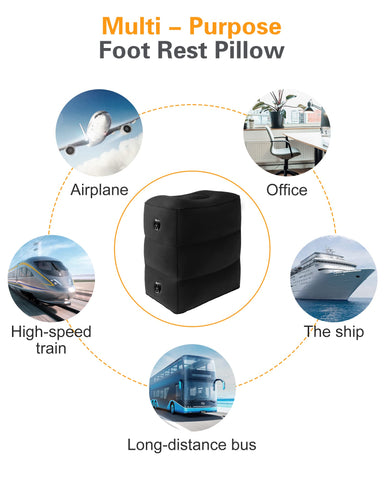 Sunany black travel foot rest pillow complements cabin and desk spaces