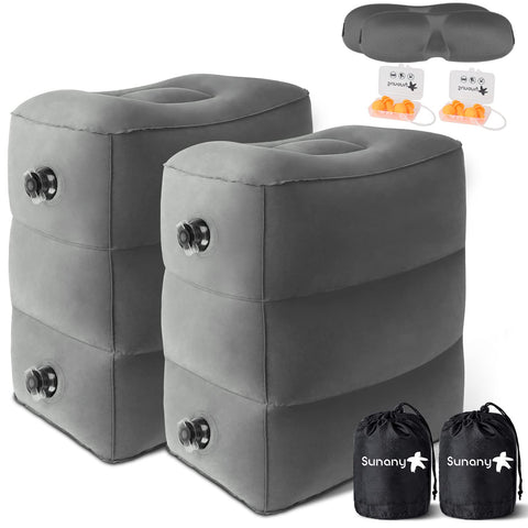 Sunany inflatable foot rest in airplane setup for enhanced travel comfort