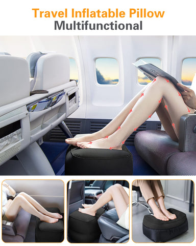 Sunany inflatable foot rest pillow inflated to provide comfortable support