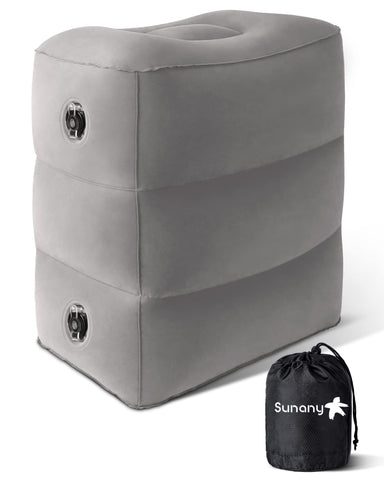 Sunany inflatable foot rest pillow for travel, compact and ready to boost in-flight comfort.