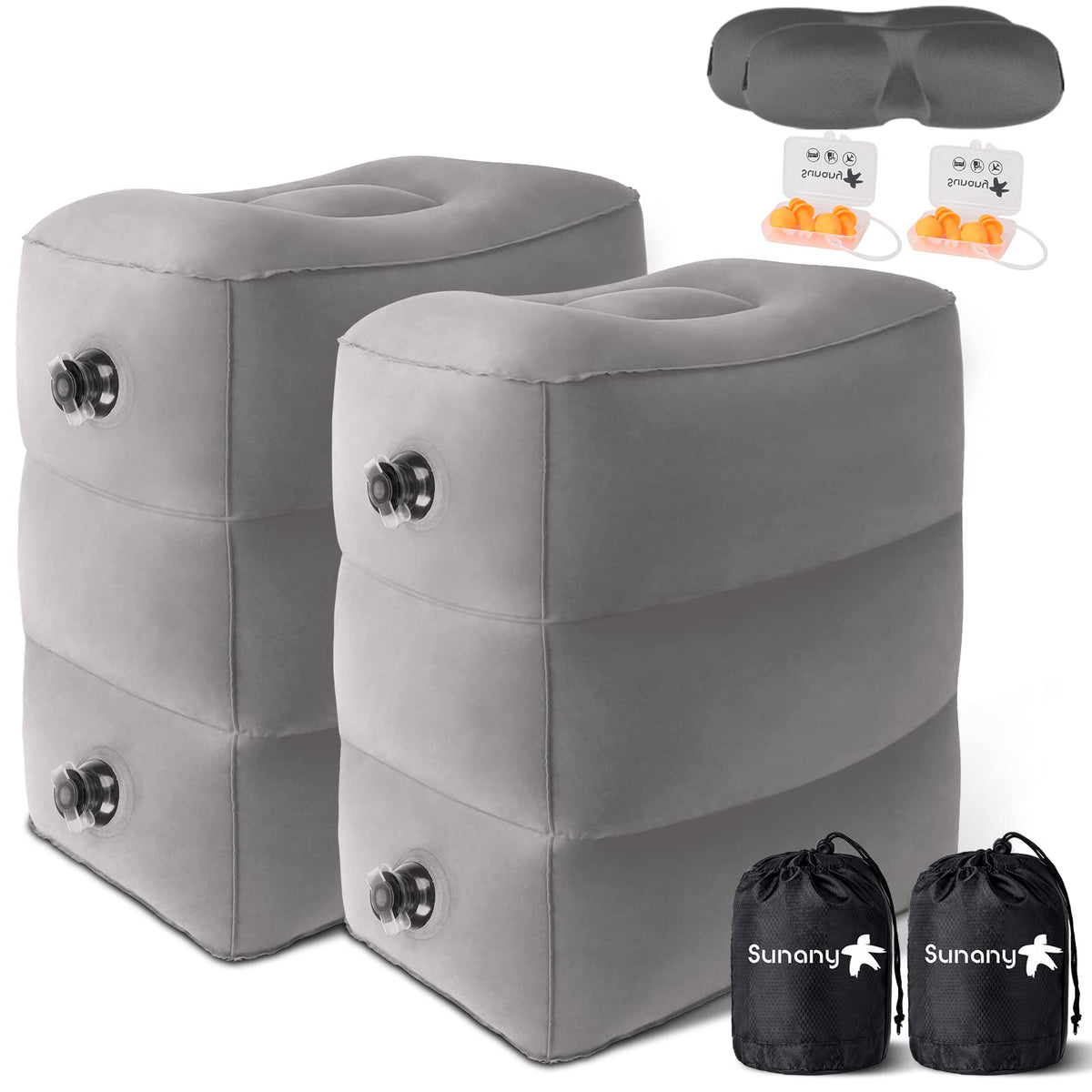 Sunany inflatable travel foot rest pillow folded compact for easy packing