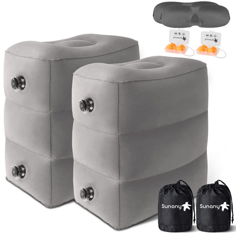 Sunany inflatable travel foot rest pillow folded compact for easy packing