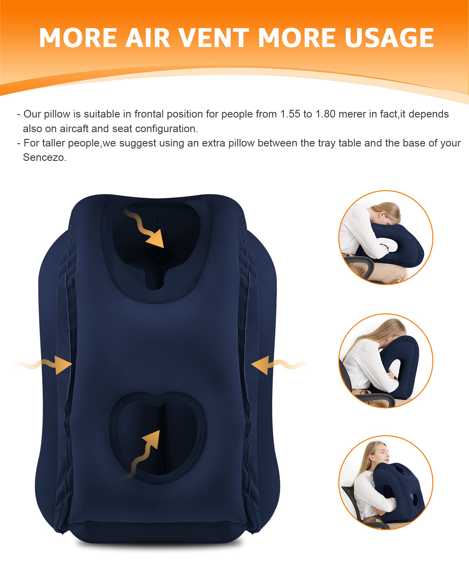 Sunany travel pillow compact blue with earplugs for restful car rides.