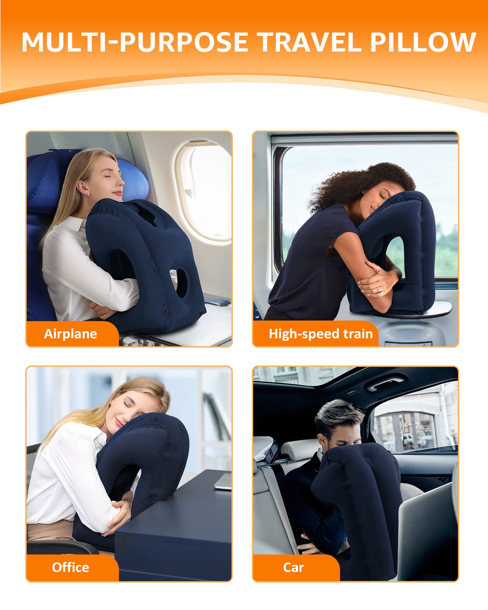 Sunany travel pillow supports neck and head for comfort.
