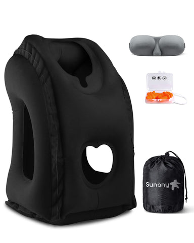 Sunany travel pillow inflates to provide neck support during flights.