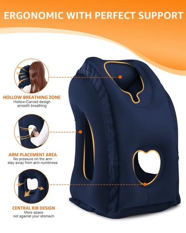 Sunany travel pillow quick inflation valve enables fast setup.
