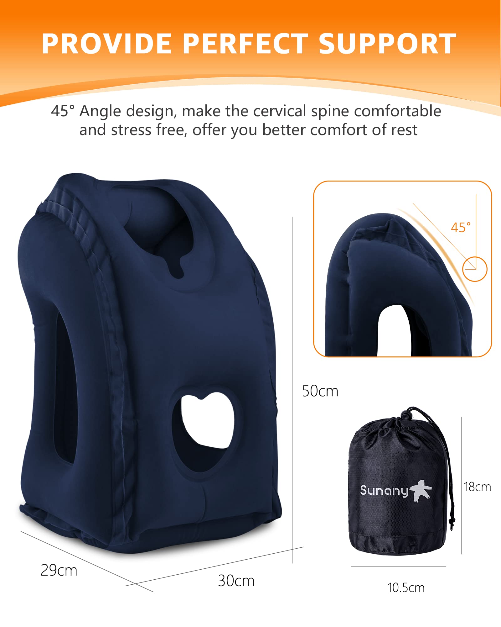 Sunany travel pillow ultralight 11 oz, easy to pack.