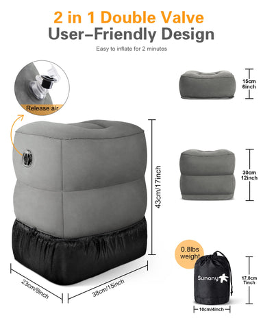 Sunany two-valve design showcases quick inflation and deflation.