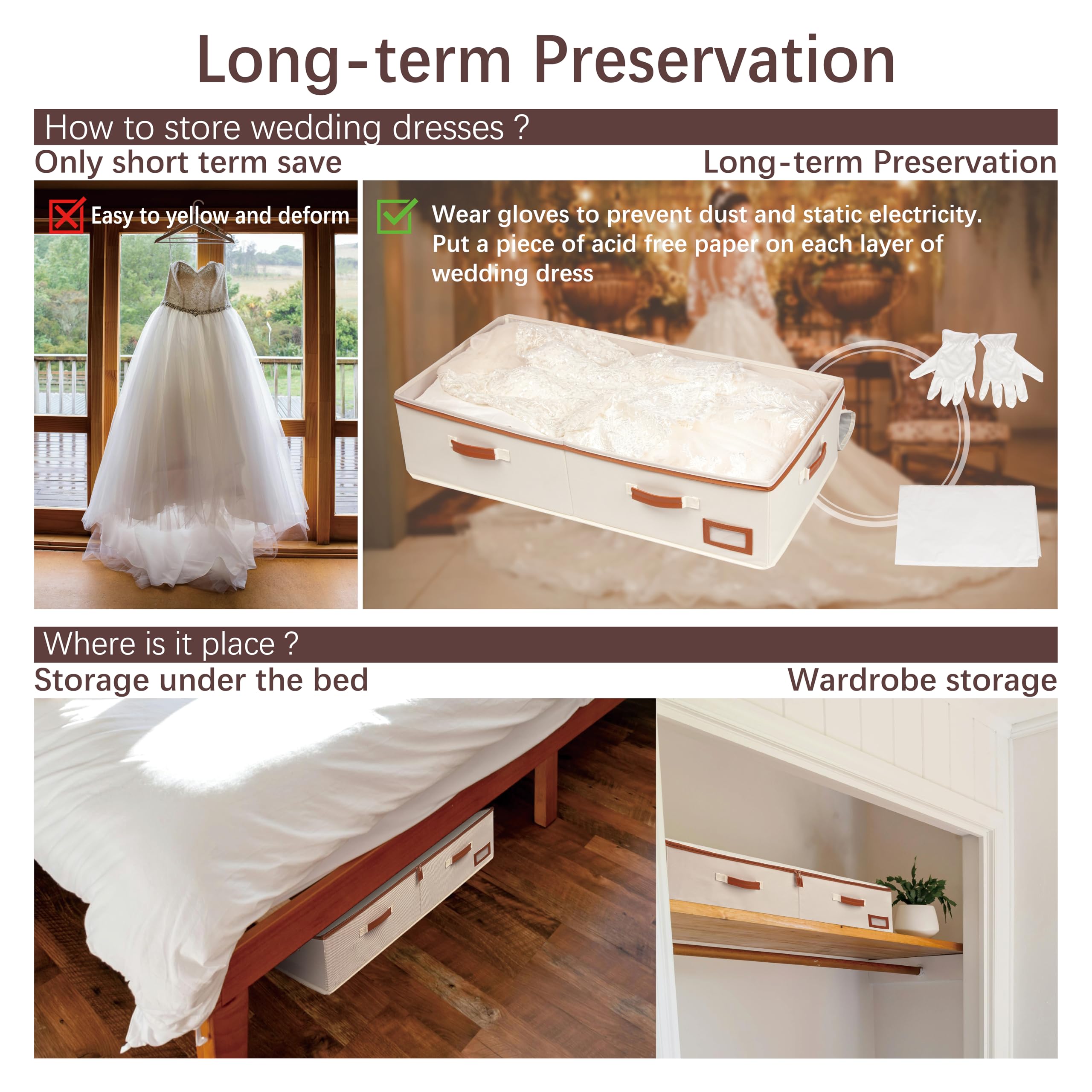 SUNAUMI under-bed storage friendly box with removable dividers.