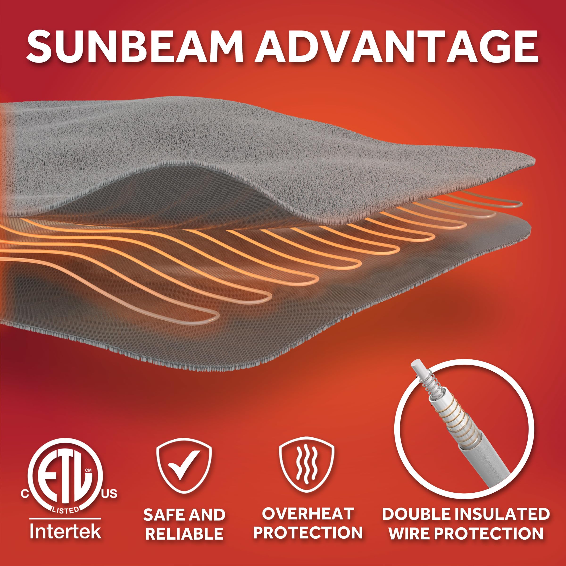 Sunbeam 4-hour auto shut-off feature for safe, worry-free use.