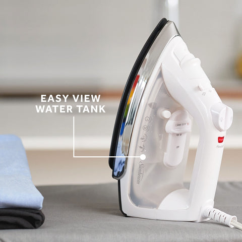 Sunbeam Classic Steam Iron auto-off indicator emphasizes safety during unattended ironing.