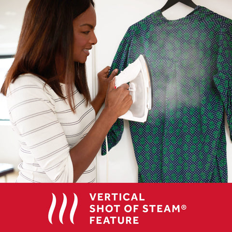 Sunbeam Classic Steam Iron nonstick soleplate close-up enables smooth glide on fabrics.