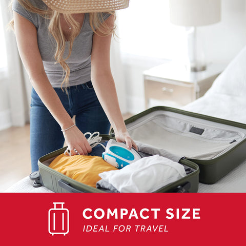 Sunbeam lightweight iron weighs 1.2 pounds for travel.