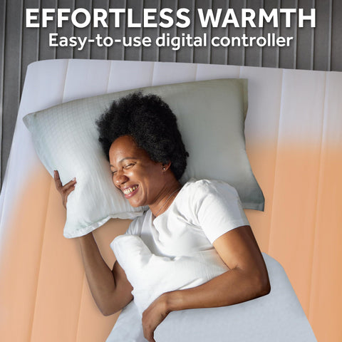 Sunbeam Restful Quilted Electric Heated Mattress Pad offers 12 heat settings for customization