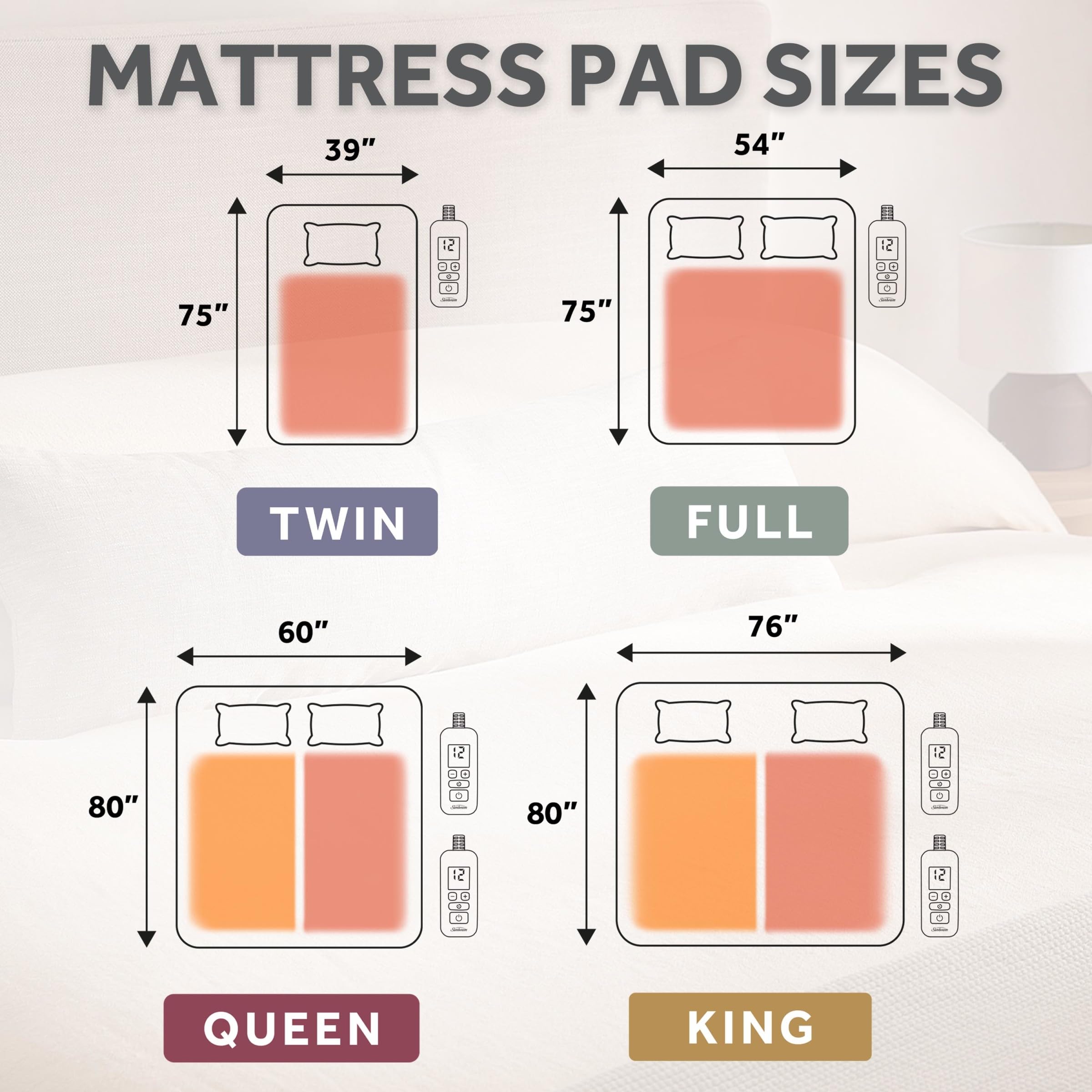 Sunbeam Restful Quilted Electric Heated Mattress Pad overnight comfort and warmth