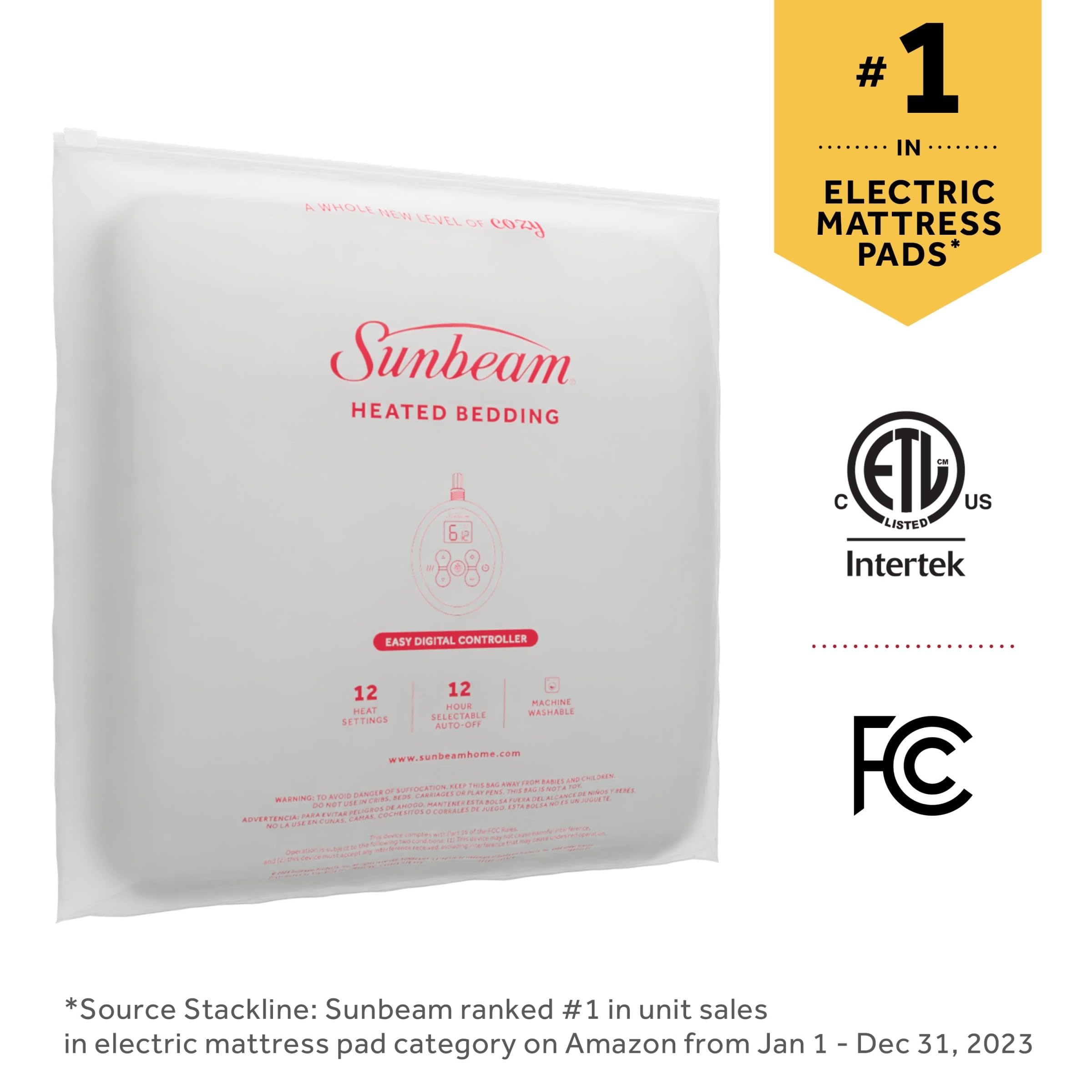 Sunbeam Restful king pad secured with a durable deep-skirt surround