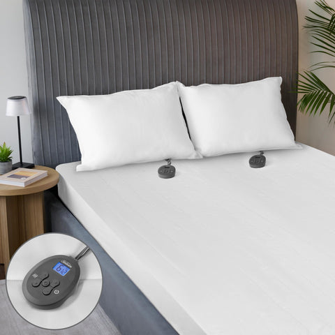 Sunbeam Restful king top view of the quilted heated mattress pad showing plush warmth