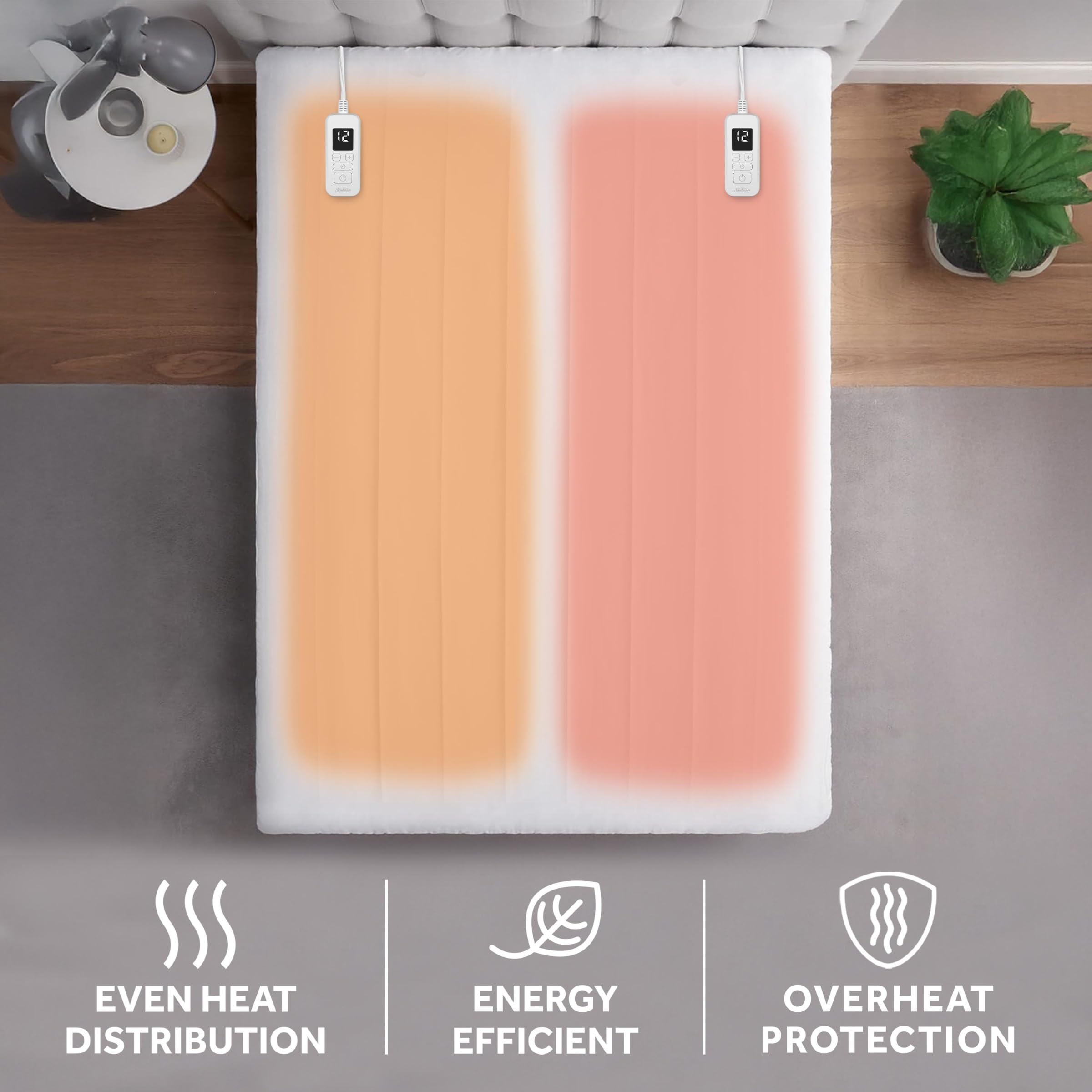 Sunbeam Restful stretch skirt fit keeps the pad securely in place on tall mattresses.