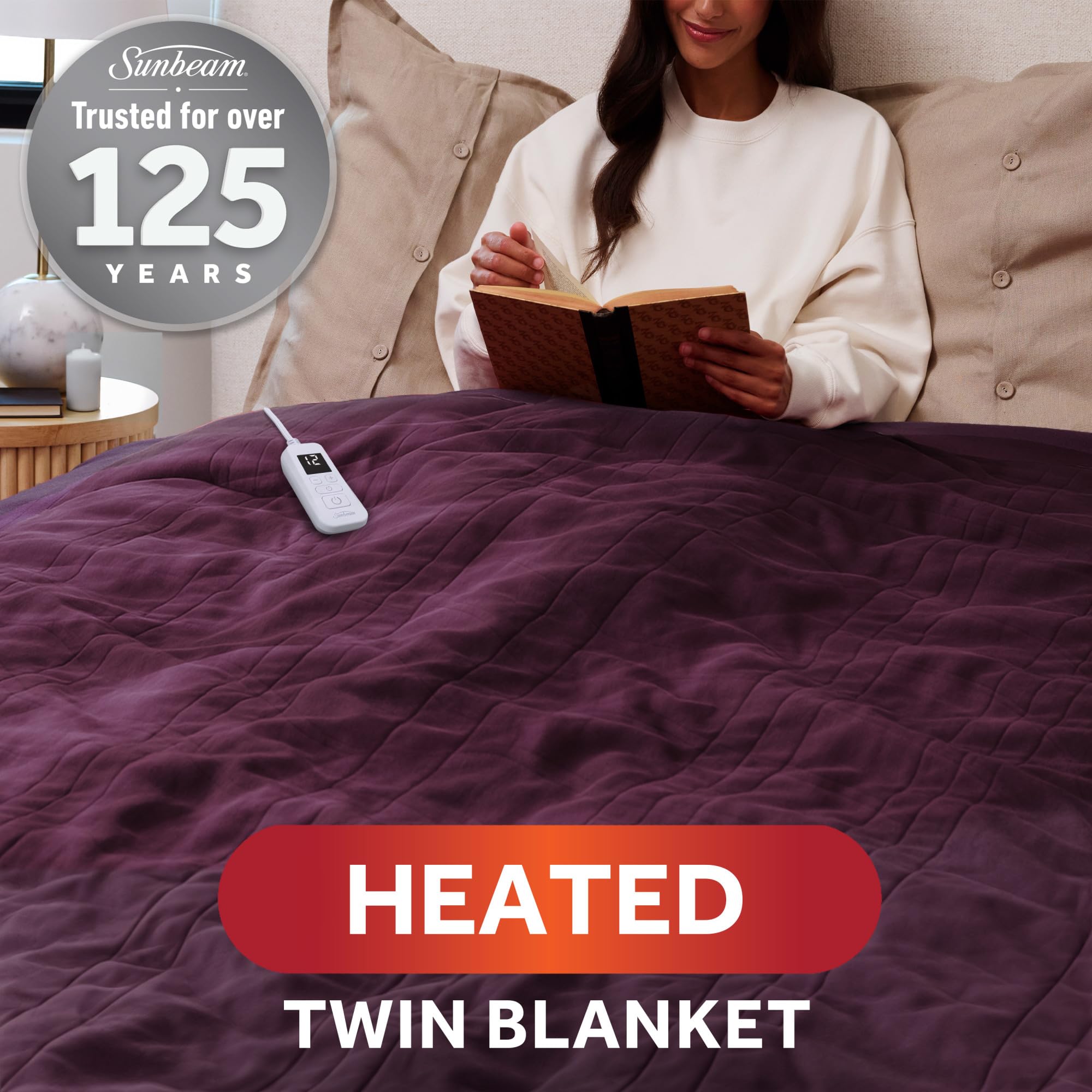 Sunbeam Royal Ultra Fleece blanket in twin size for warm evenings