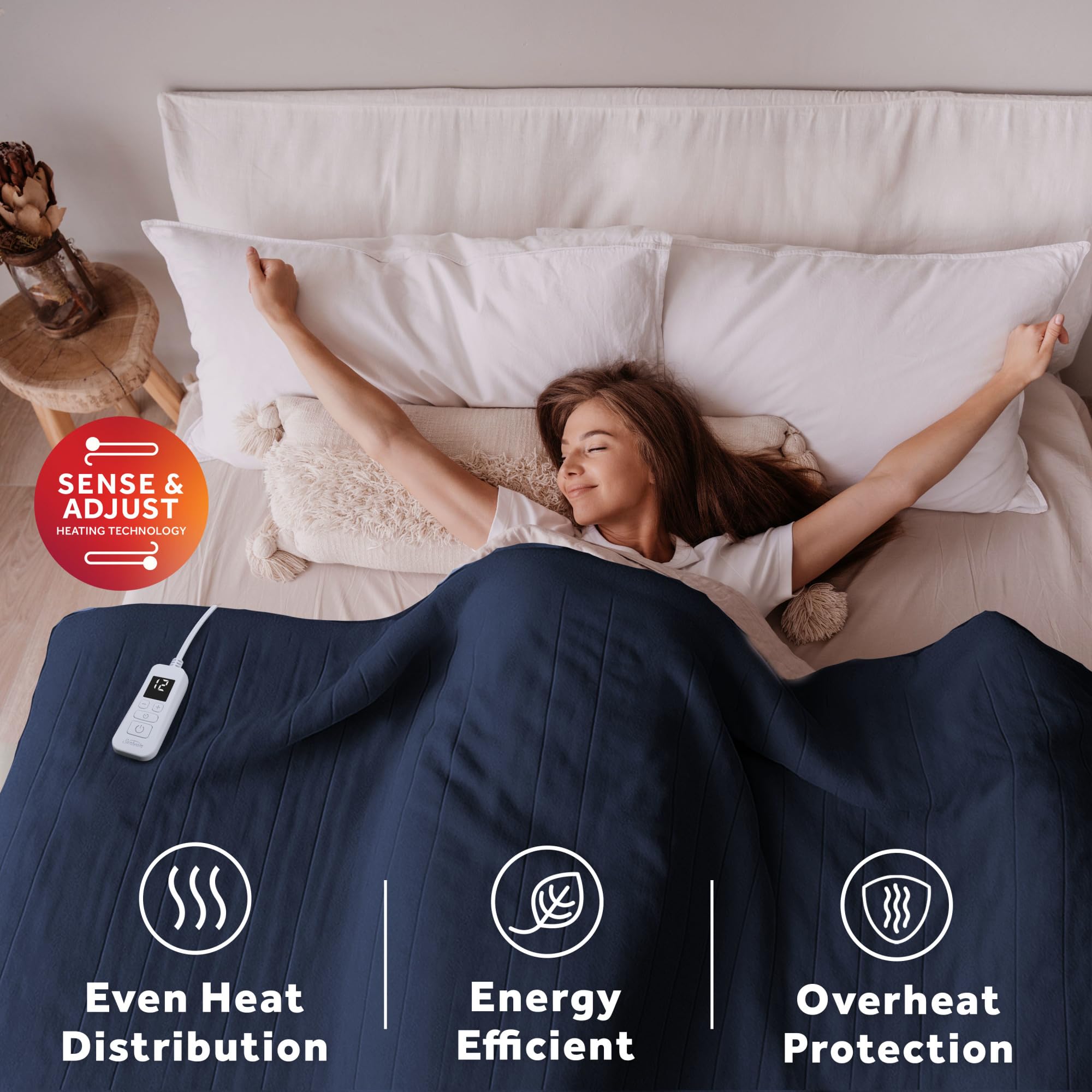 The 12-hour auto shut-off feature enhances safety during overnight use.