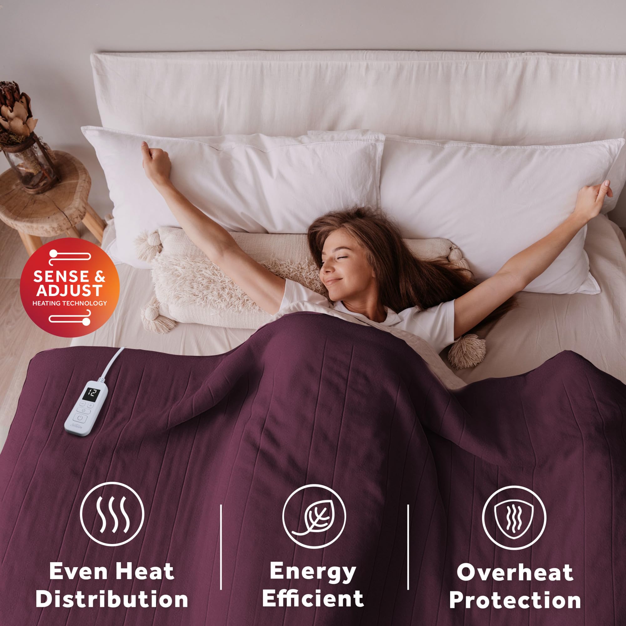Sunbeam Royal Ultra Fleece blanket features a digital controller for easy adjustments