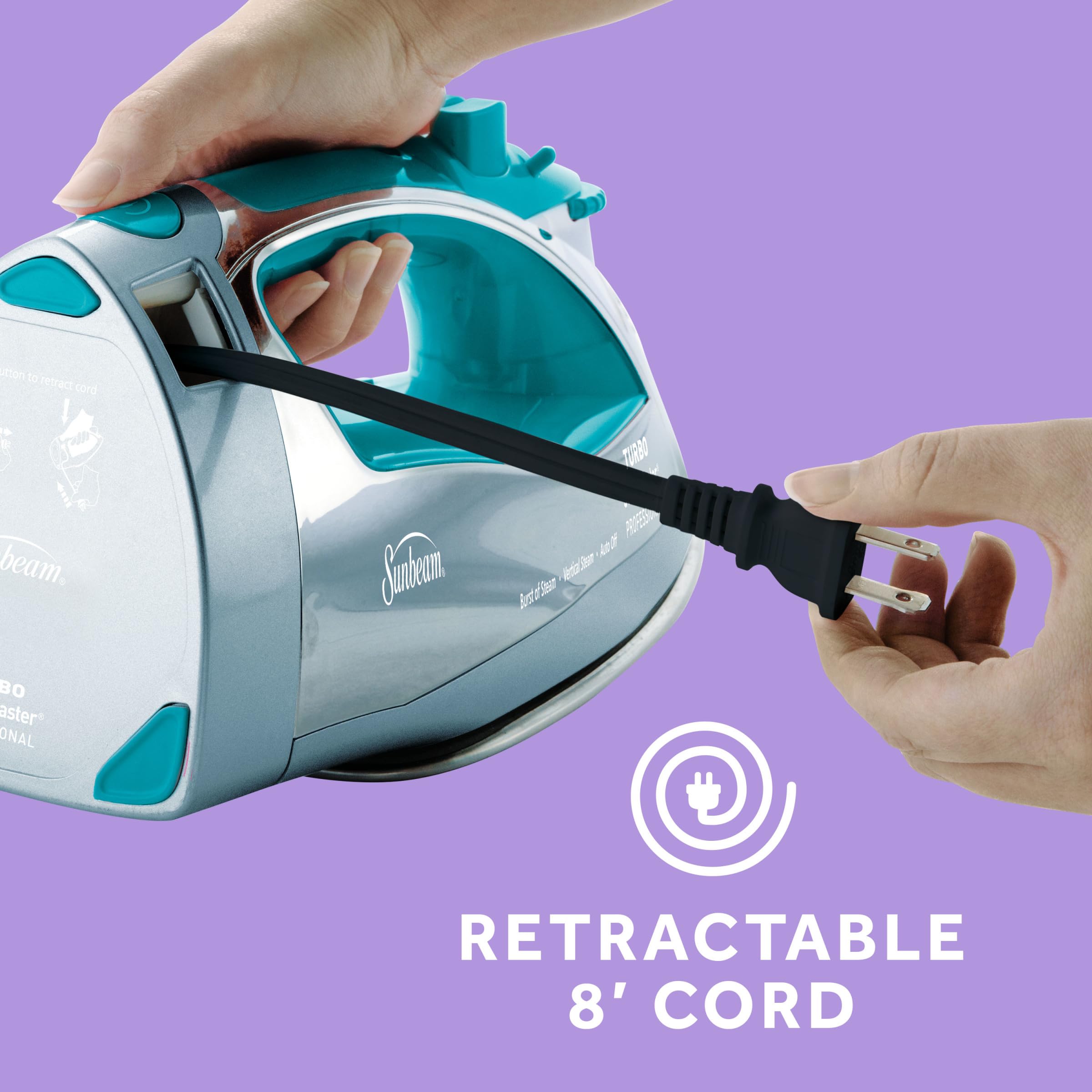 Sunbeam Turbo Steam Iron anti-drip system prevents leaks and water spots.