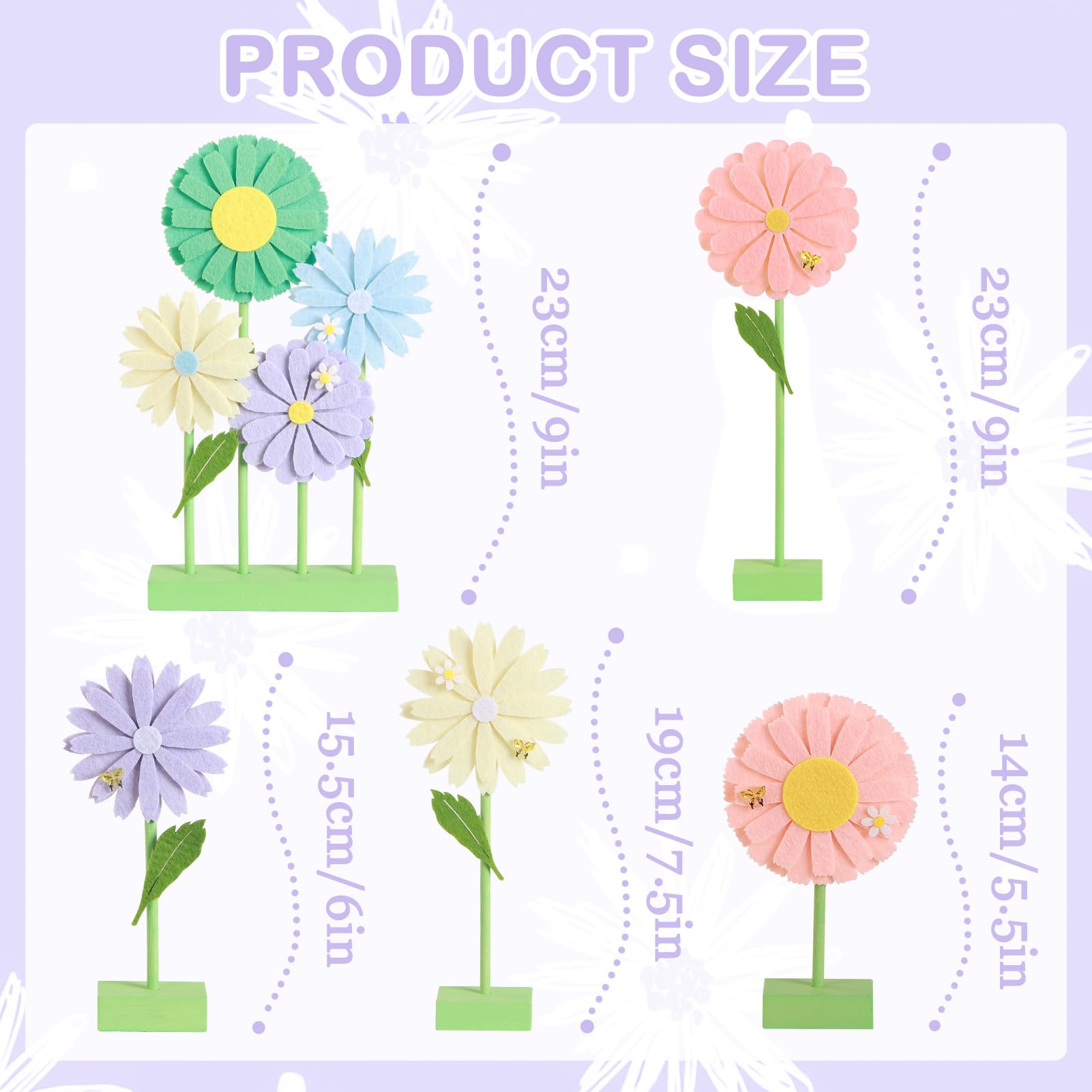 SunBeauty daisy felt decor with butterflies enhances spring party ambiance