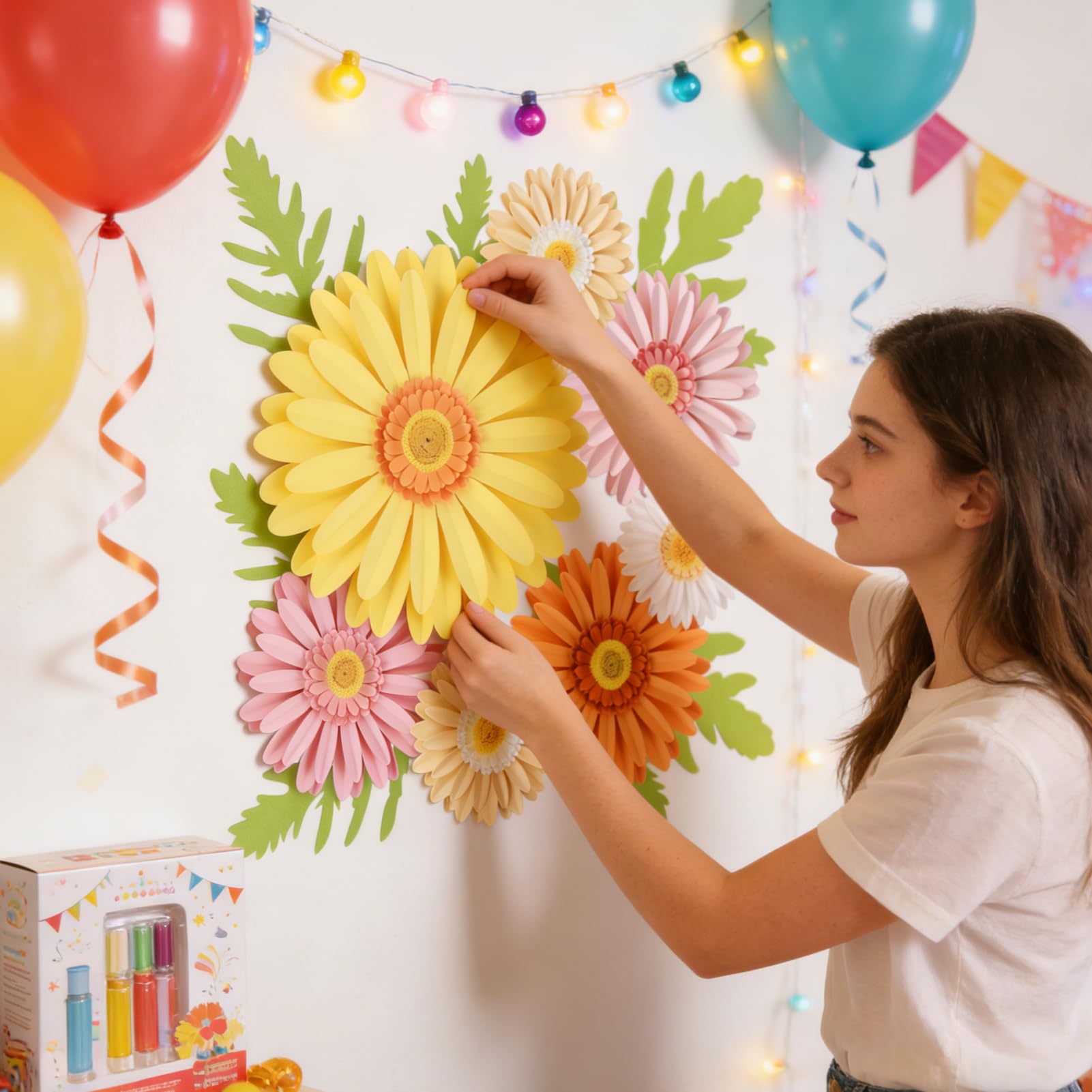 SUNBEAUTY giant daisy wall decor 06 easy to remove without wall damage.
