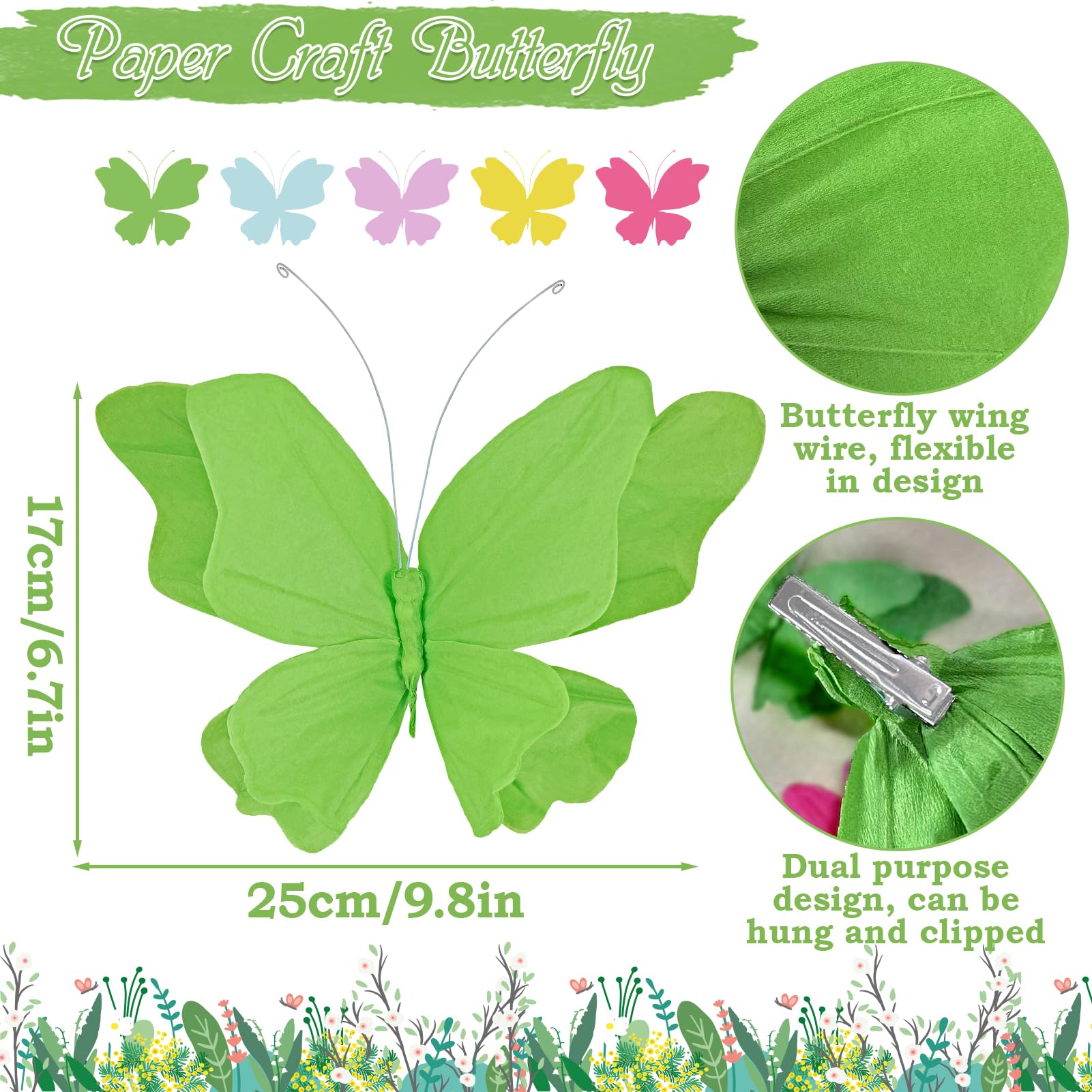 SUNBEAUTY hanging butterflies blue 3D wall decor adds color to celebrations