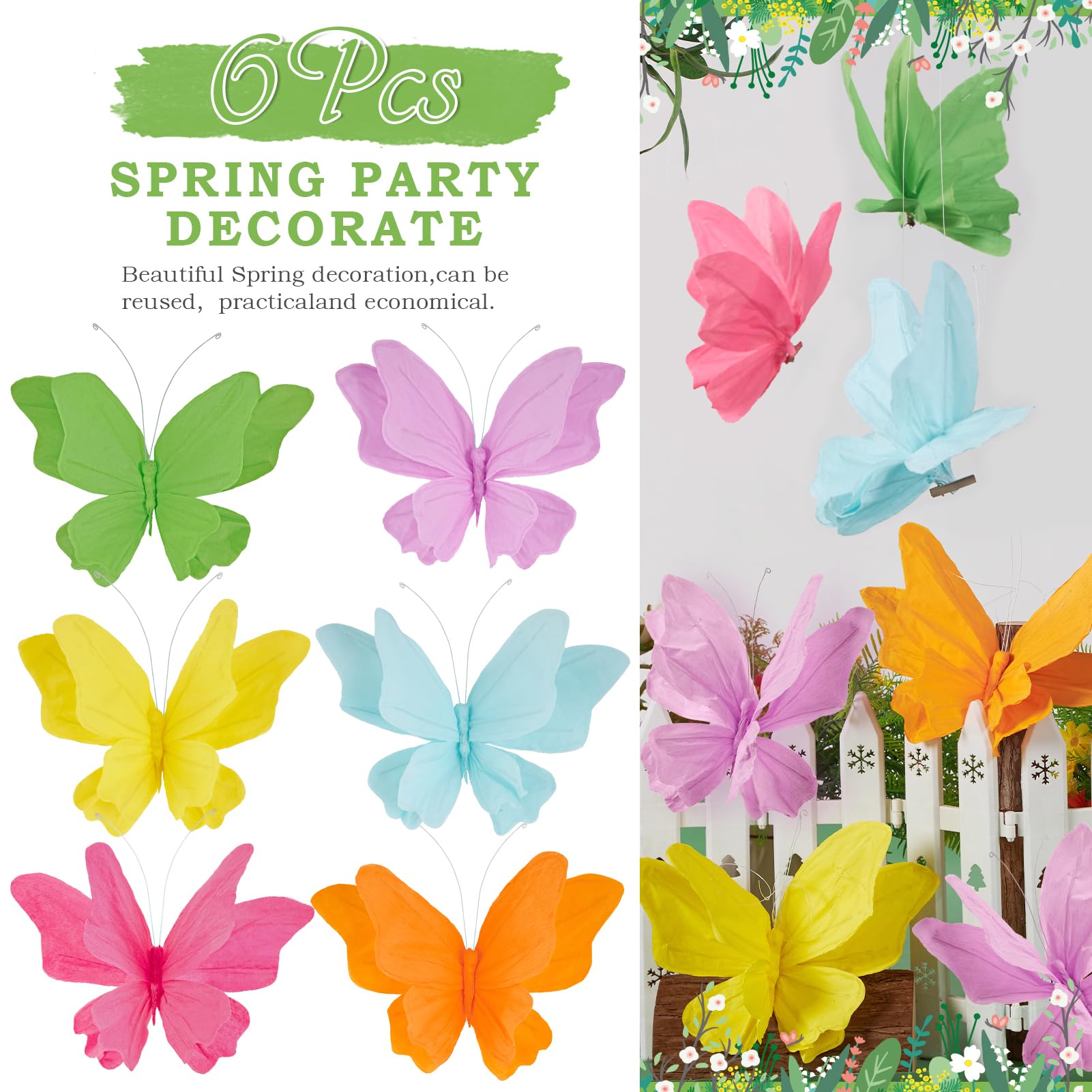 SUNBEAUTY hanging butterflies green 3D wall decor creates vibrant backdrops