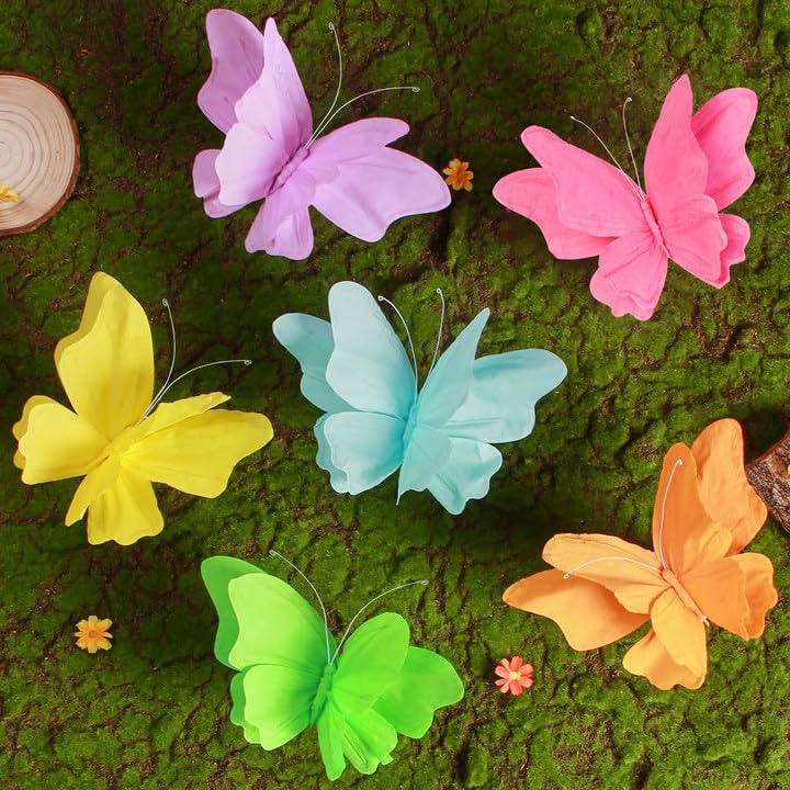 SUNBEAUTY hanging butterflies pink 3D wall decor enhances party walls