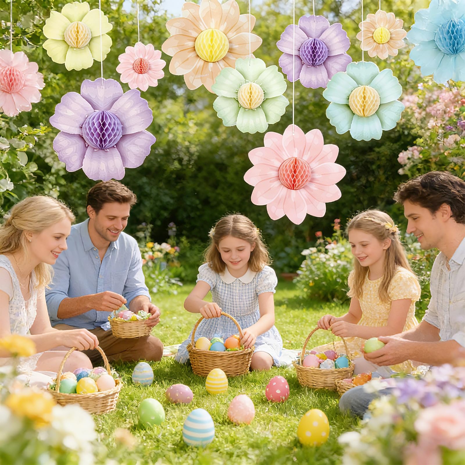Sunbeauty hanging pastel flowers ceiling-8inch adds gentle color to celebrations.