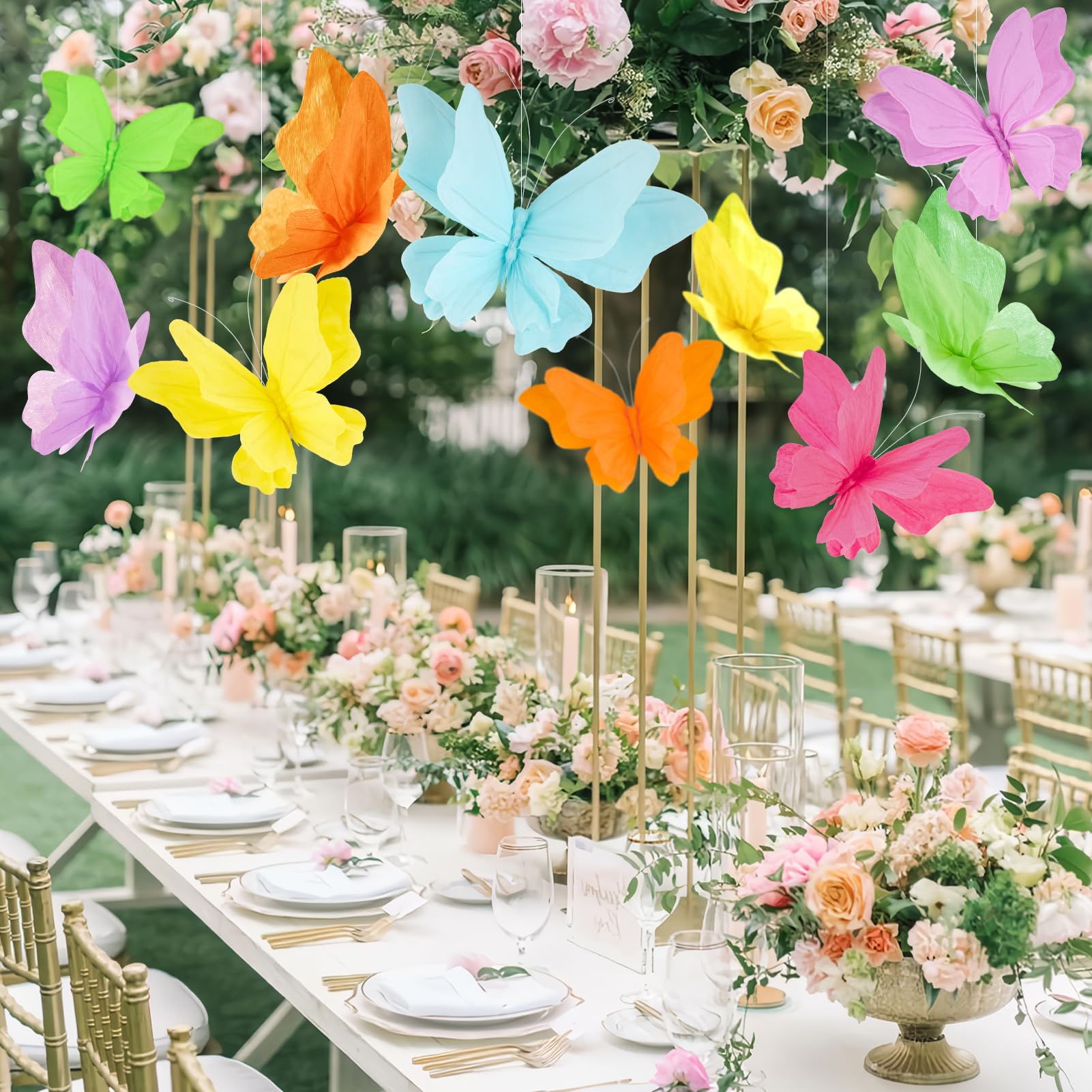 SUNBEAUTY orange butterflies backdrop papers brings lively ambiance to showers