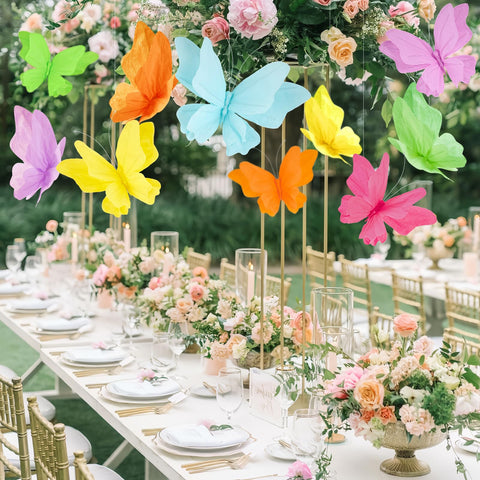 SUNBEAUTY orange butterflies backdrop papers brings lively ambiance to showers
