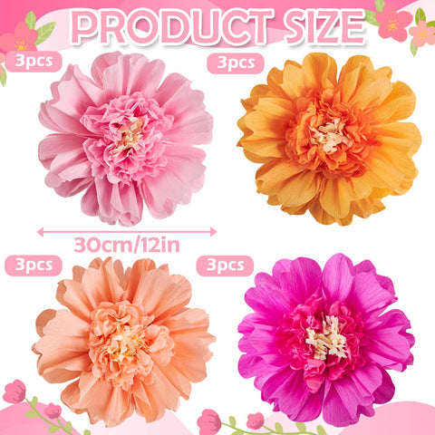 SUNBEAUTY pink-orange 12inch flowers add instant wall decoration impact.