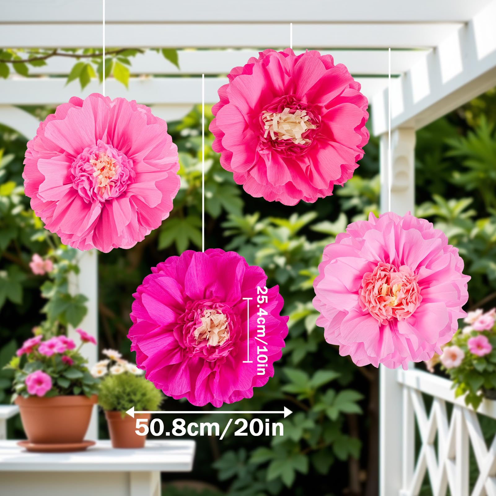SUNBEAUTY pink paper flower ceiling decor adds festive charm to events.