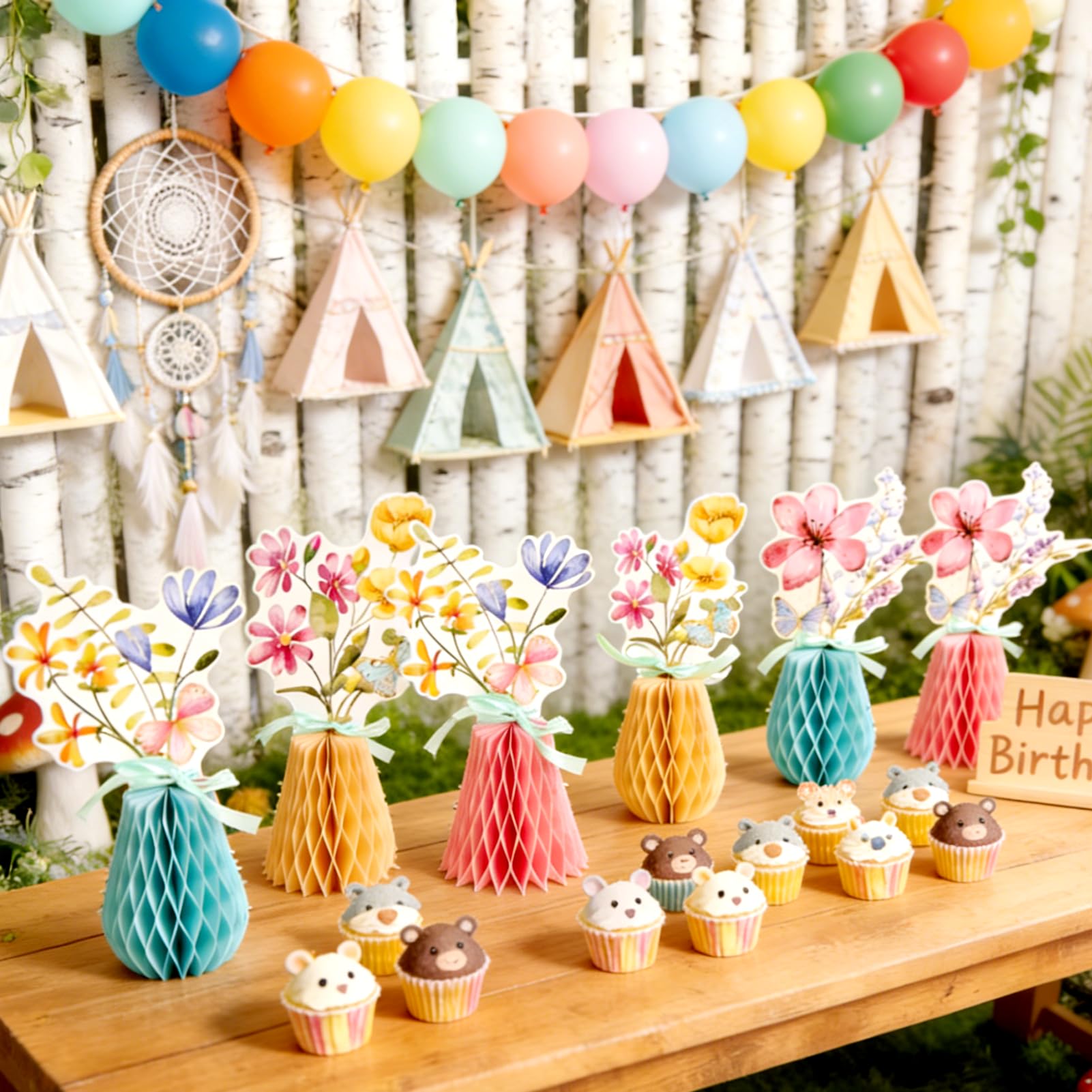 SunBeauty honeycomb panel centerpiece is light and reusable for events