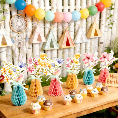 SunBeauty honeycomb panel centerpiece is light and reusable for events