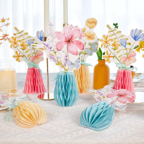 SunBeauty mint ribbon wildflower centerpiece provides elegant spring décor